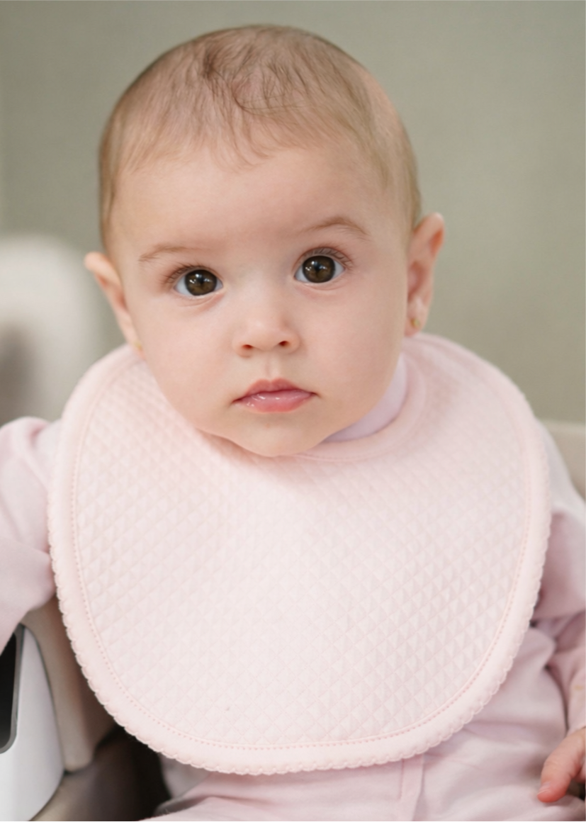 Pima Bliss Pink Quilted Baby Bib