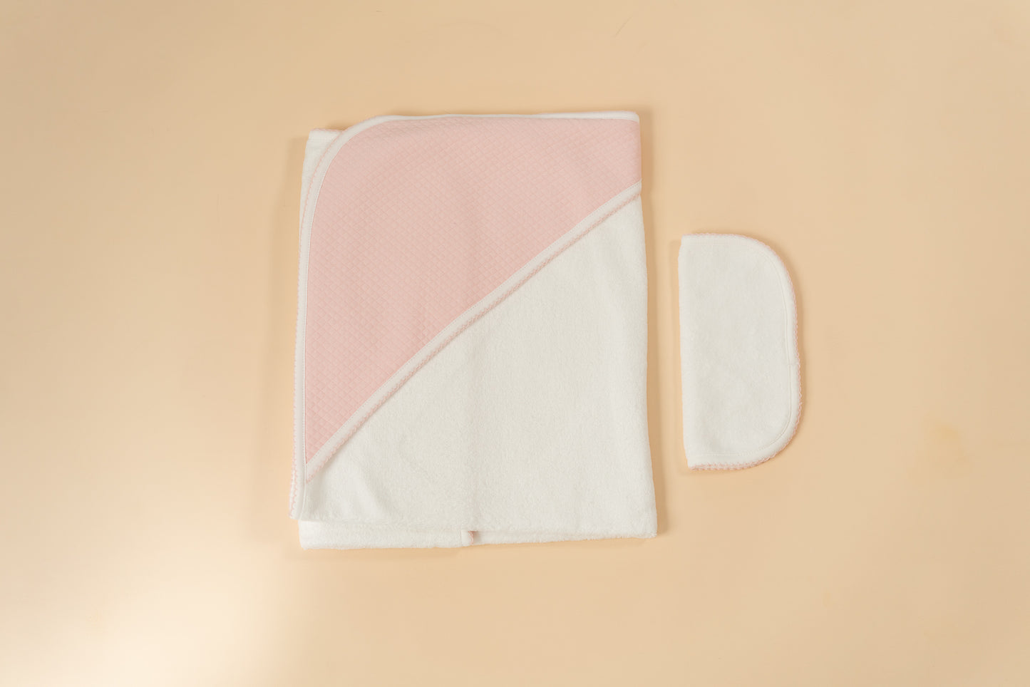 Pink Hooded Towel + WashCloth Set
