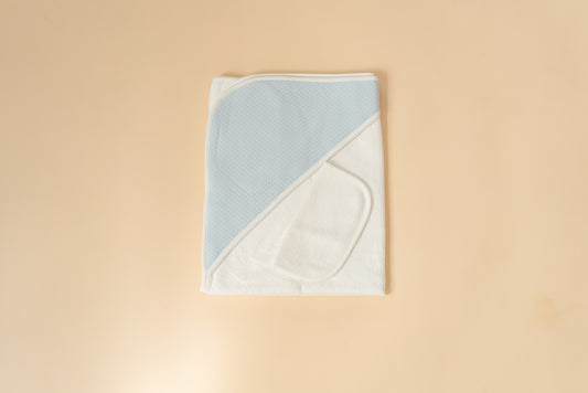 Blue Hooded Towel + WashCloth Set