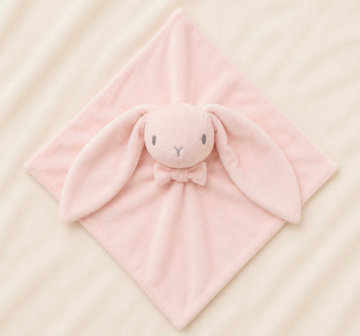 Colette pink velour bunny lovey with bow by Pipa & Pierre